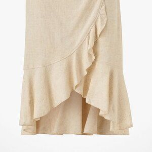 new no tag raffled cream linen skirt size 38EU